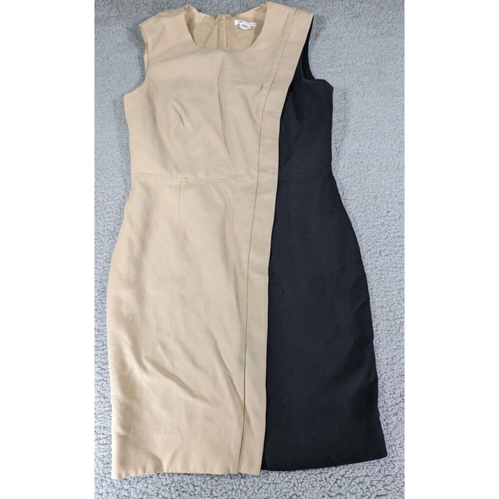 Paule Ka Womens Dress 44 Beige Black Sleeveless Sheath Colorblock Office Wear